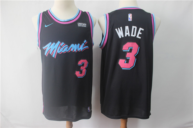 Heat 3 Dwyane Wade Black 2018-19 City Edition Nike Swingman Jersey