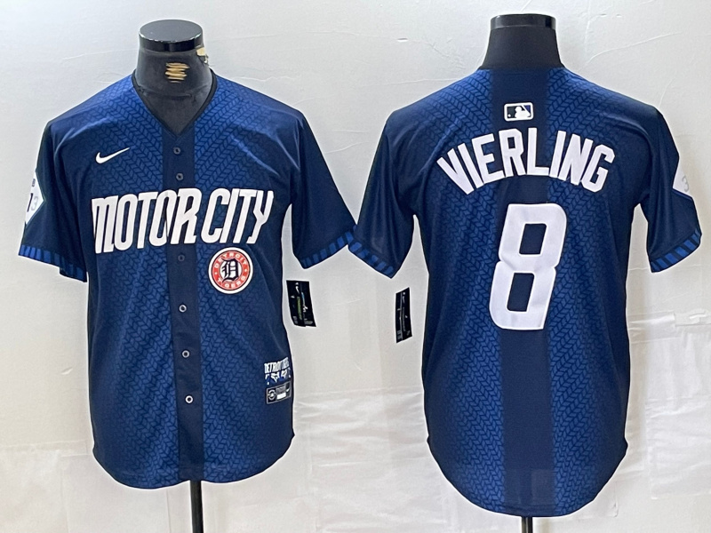 Men's Detroit Tigers #8 Matt Vierling 2024 Navy City Connect Cool Base Limited Stitched Jersey 2