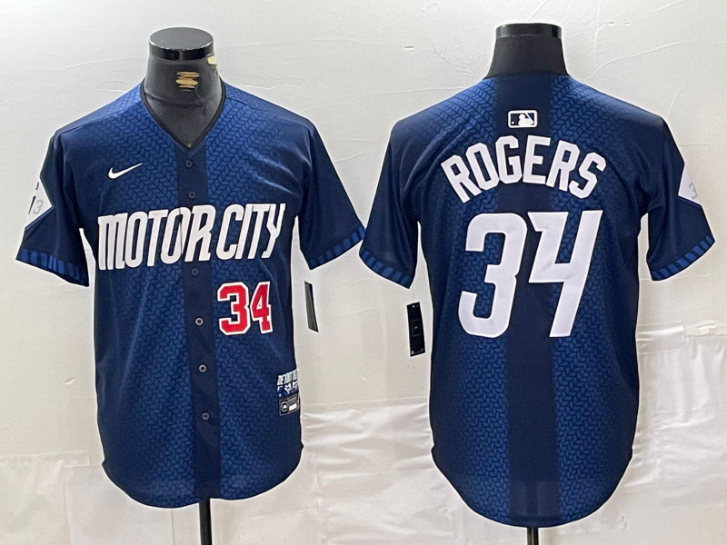 Men's Detroit Tigers #34 Jake Rogers 2024 Navy City Connect Cool Base Limited Stitched Jersey 3