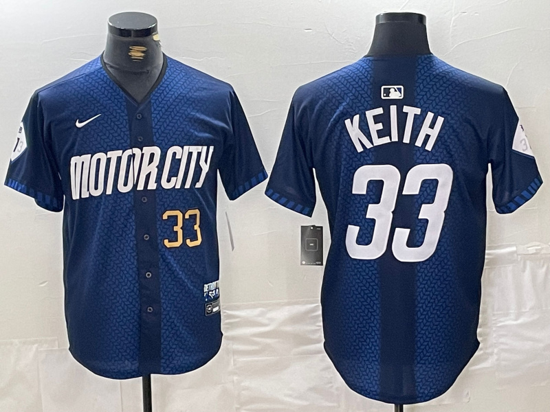 Men's Detroit Tigers #33 Colt Keith 2024 Navy City Connect Cool Base Limited Stitched Jersey 2