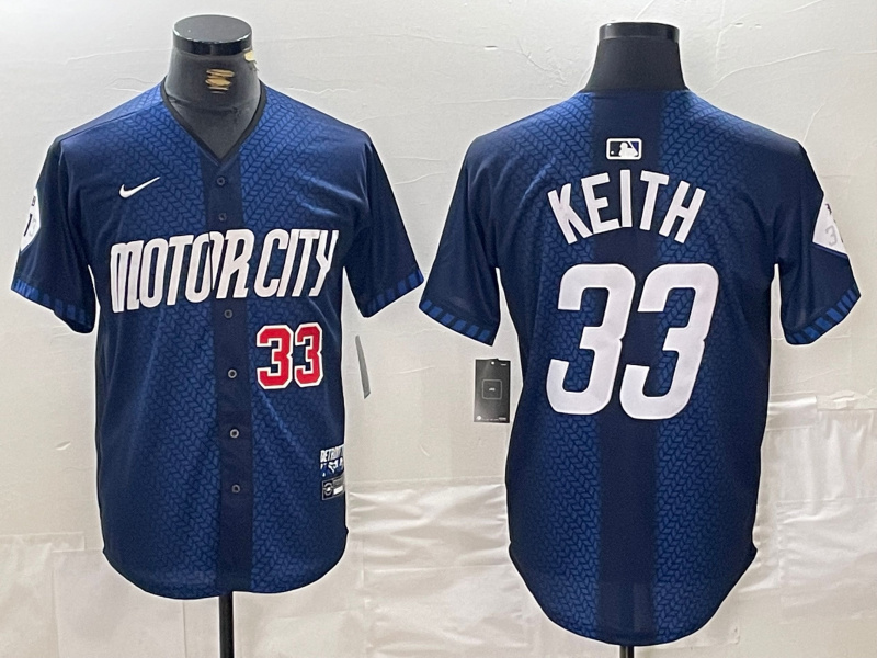 Men's Detroit Tigers #33 Colt Keith 2024 Navy City Connect Cool Base Limited Stitched Jersey 1