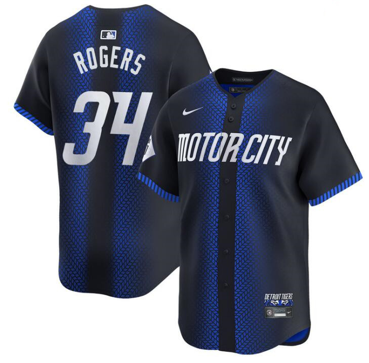 Men's Detroit Tigers #34 Jake Rogers 2024 Navy City Connect Cool Base Limited Stitched Jersey