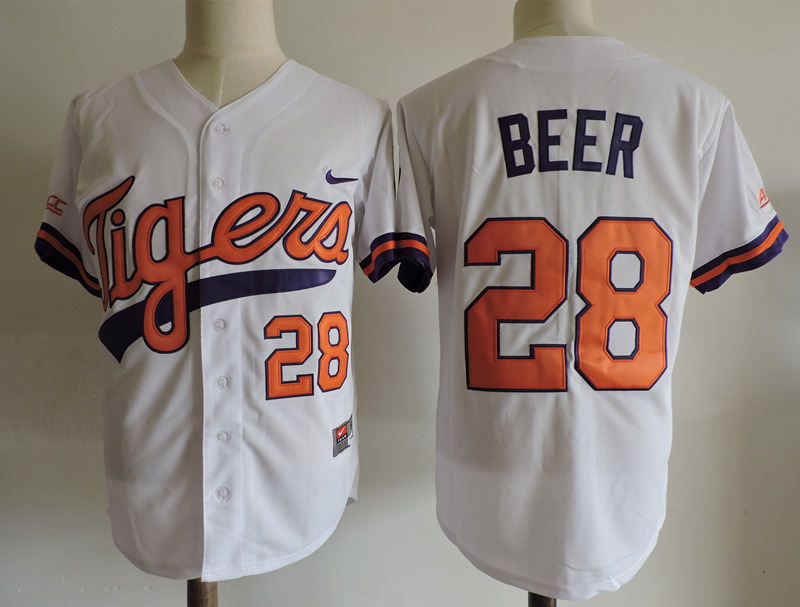 Clemson Tigers 28 Seth Beer White College Jersey