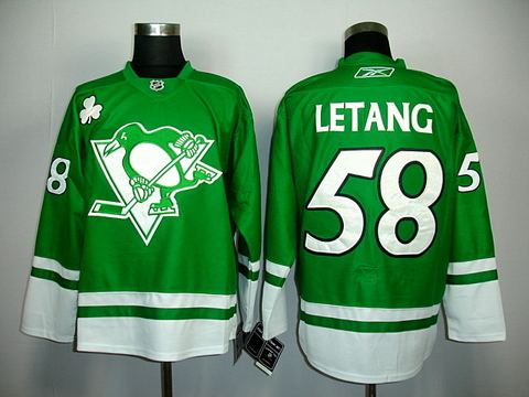 st partys day nhl pittsburgh penguins 58 letang jerseys green