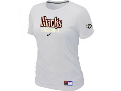 Women Arizona Diamondbacks Crimson NEW White Short Sleeve Practice T-Shirt