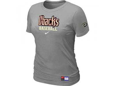 Wome Arizona Diamondbacks Crimson NEW L Grey Short Sleeve Practice T-Shirt