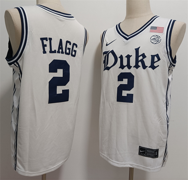 Men's Duke Blue Devils #2 Cooper Flagg White Stitched Basketball Jersey