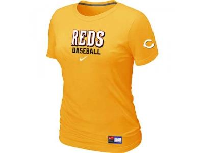 Women Cincinnati Reds NEW Yellow Short Sleeve Practice T-Shirt