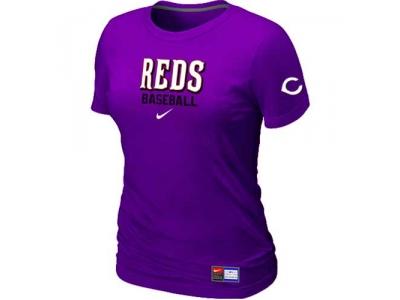 Women Cincinnati Reds NEW Purple Short Sleeve Practice T-Shirt