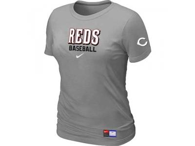 Women Cincinnati Reds NEW L.Grey Short Sleeve Practice T-Shirt