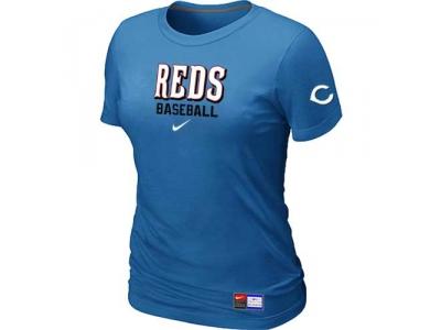 Women Cincinnati Reds NEW L.blue Short Sleeve Practice T-Shirt