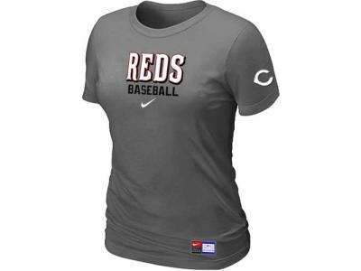 Women Cincinnati Reds NEW D.Grey Short Sleeve Practice T-Shirt