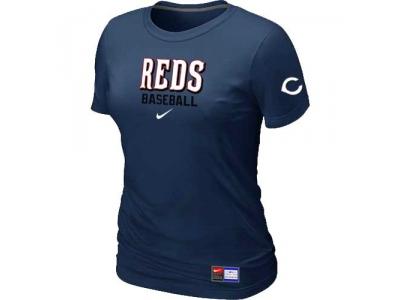 Women Cincinnati Reds NEW D.Blue Short Sleeve Practice T-Shirt