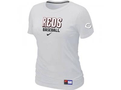 Women Cincinnati Reds NEW White Short Sleeve Practice T-Shirt