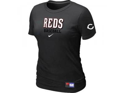 Women Cincinnati Reds NEW Black Short Sleeve Practice T-Shirt