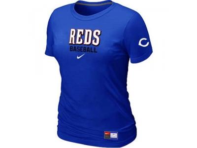 Women Cincinnati Reds NEW Blue Short Sleeve Practice T-Shirt