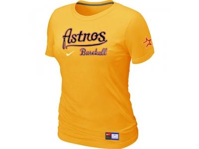 Women MLB Houston Astros Yellow NEW Short Sleeve Practice T-Shirt