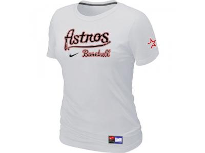 Women MLB Houston Astros White NEW Short Sleeve Practice T-Shirt