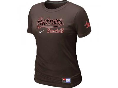 Women MLB Houston Astros Brown NEW Short Sleeve Practice T-Shirt