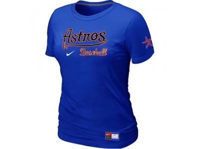 Women MLB Houston Astros Blue NEW Short Sleeve Practice T-Shirt