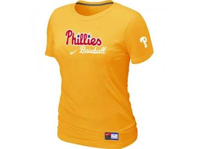 women Philadelphia Phillies NEW Yellow Short Sleeve Practice T-Shirt