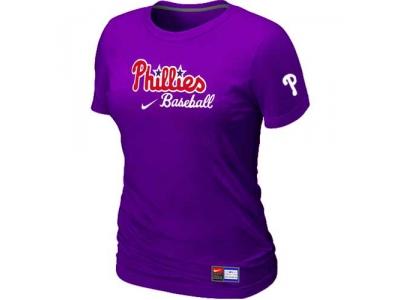 women Philadelphia Phillies NEW Purple Short Sleeve Practice T-Shirt