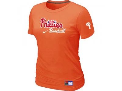 women Philadelphia Phillies NEW Orange Short Sleeve Practice T-Shirt