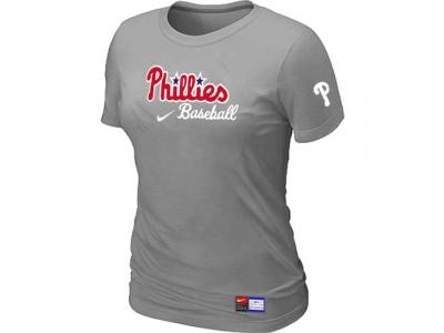 women Philadelphia Phillies NEW L.Grey Short Sleeve Practice T-Shirt