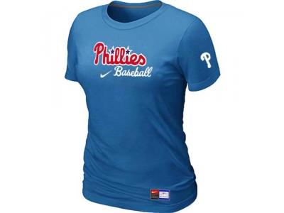 women Philadelphia Phillies NEW L.blue Short Sleeve Practice T-Shirt