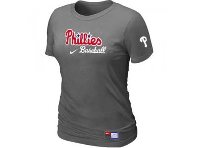 women Philadelphia Phillies NEW D.Grey Short Sleeve Practice T-Shirt