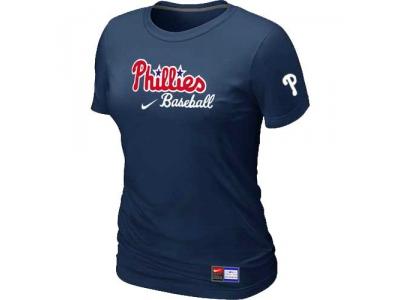 women Philadelphia Phillies NEW D.Blue Short Sleeve Practice T-Shirt