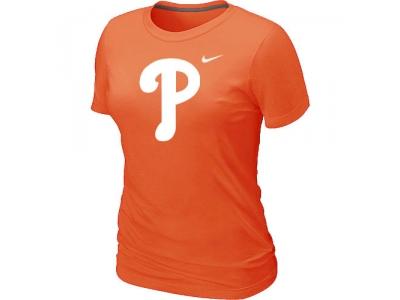 women MLB Philadelphia Phillies Heathered Orange NEW Blended T-Shirt