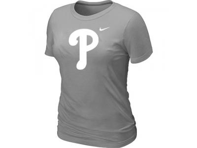 women MLB Philadelphia Phillies Heathered L.Grey NEW Blended T-Shirt