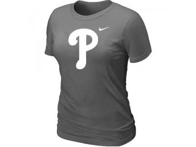 women MLB Philadelphia Phillies Heathered D.Grey NEW Blended T-Shirt