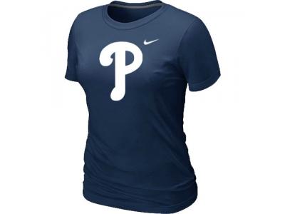 women MLB Philadelphia Phillies Heathered D.Blue NEW Blended T-Shirt