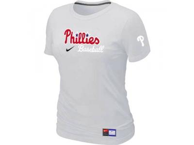 women Philadelphia Phillies NEW White Short Sleeve Practice T-Shirt