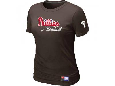 women Philadelphia Phillies NEW Brown Short Sleeve Practice T-Shirt