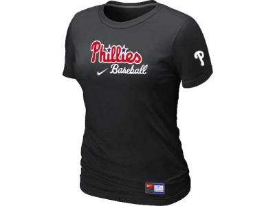 women Philadelphia Phillies NEW Black Short Sleeve Practice T-Shirt