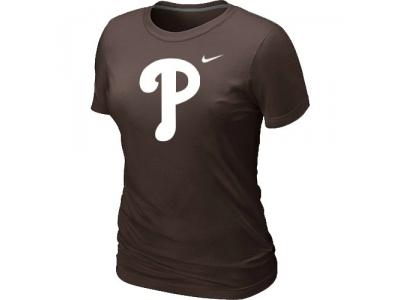 women MLB Philadelphia Phillies Heathered Brown NEW Blended T-Shirt