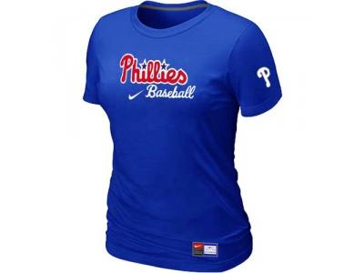 women Philadelphia Phillies NEW Blue Short Sleeve Practice T-Shirt