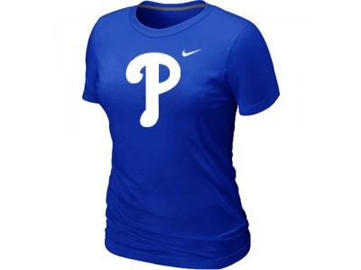 women MLB Philadelphia Phillies Heathered Blue NEW Blended T-Shirt