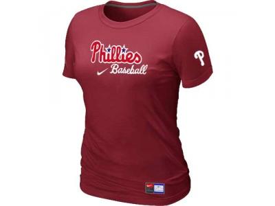 women Philadelphia Phillies NEW Red Short Sleeve Practice T-Shirt