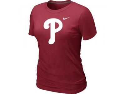 women MLB Philadelphia Phillies Heathered Red NEW Blended T-Shirt