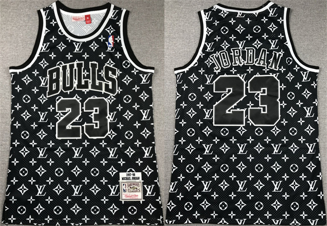 Men's Chicago Bulls #23 Michael Jordan Black 1997-98 Stitched Basketball JerseyS