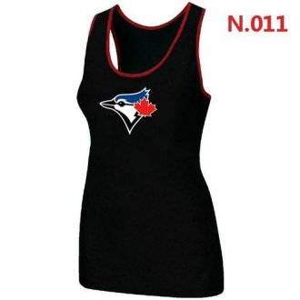 Women Nike Toronto Blue Jays Big Logo Tri-Blend Racerback Stretch Tank Top Black