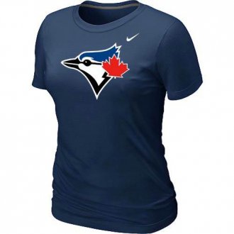 Women Nike Toronto Blue Jays Authentic Logo T-Shirt Dark Blue