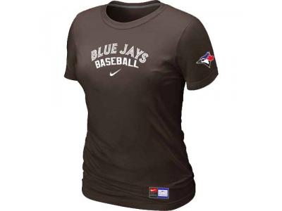 Women Toronto Blue Jays NEW Brown Short Sleeve Practice T-Shirt