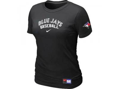 Women Toronto Blue Jays NEW Black Short Sleeve Practice T-Shirt