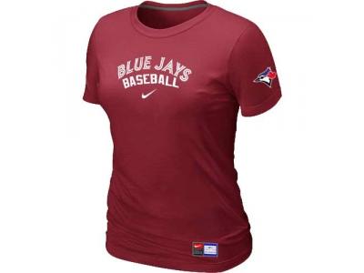 Women Toronto Blue Jays NEW Red Short Sleeve Practice T-Shirt