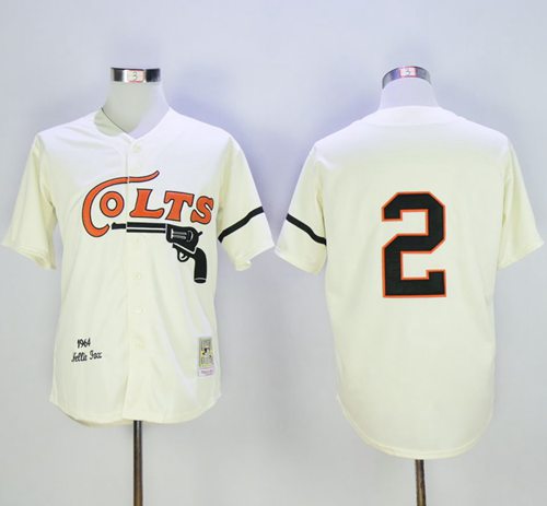 Mitchell and Ness Colts #2 Fox Stitched Cream Throwback MLB Jersey